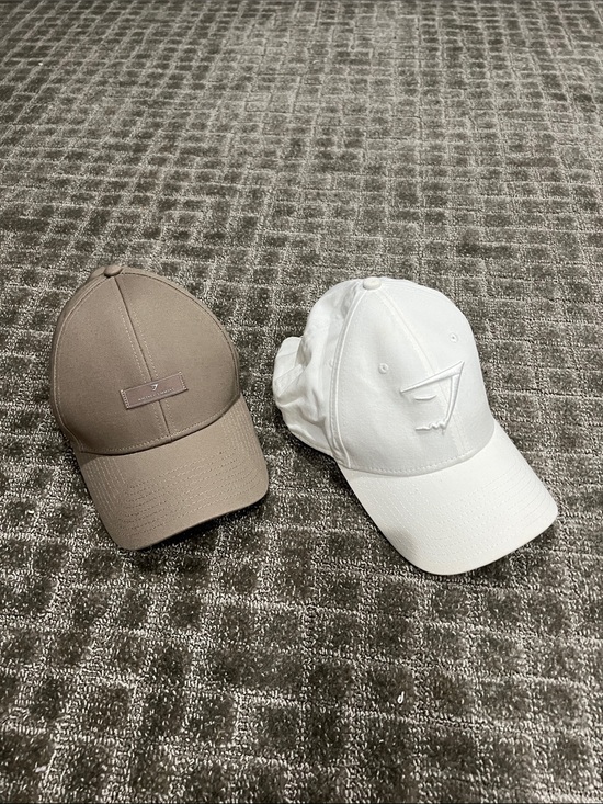 Gymshark Accessories - Gymshark Men’s White & Taupe Logo Baseball Caps